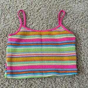 pink/multi color crop tank